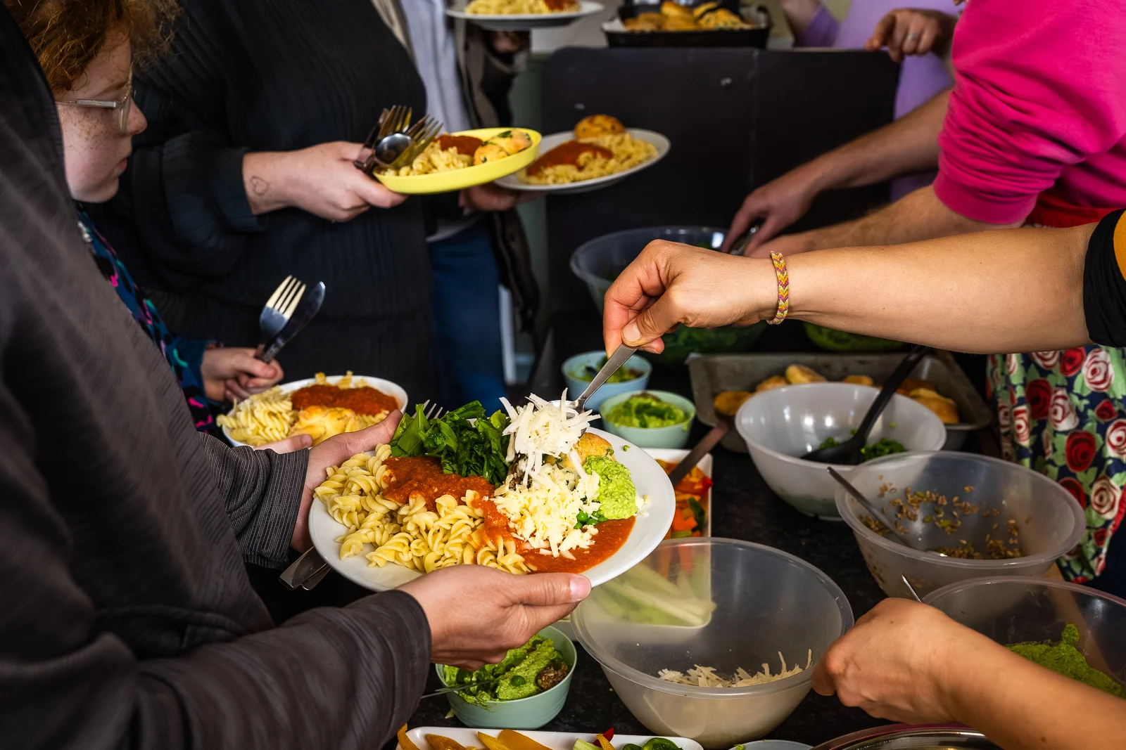 Community buffet serving food